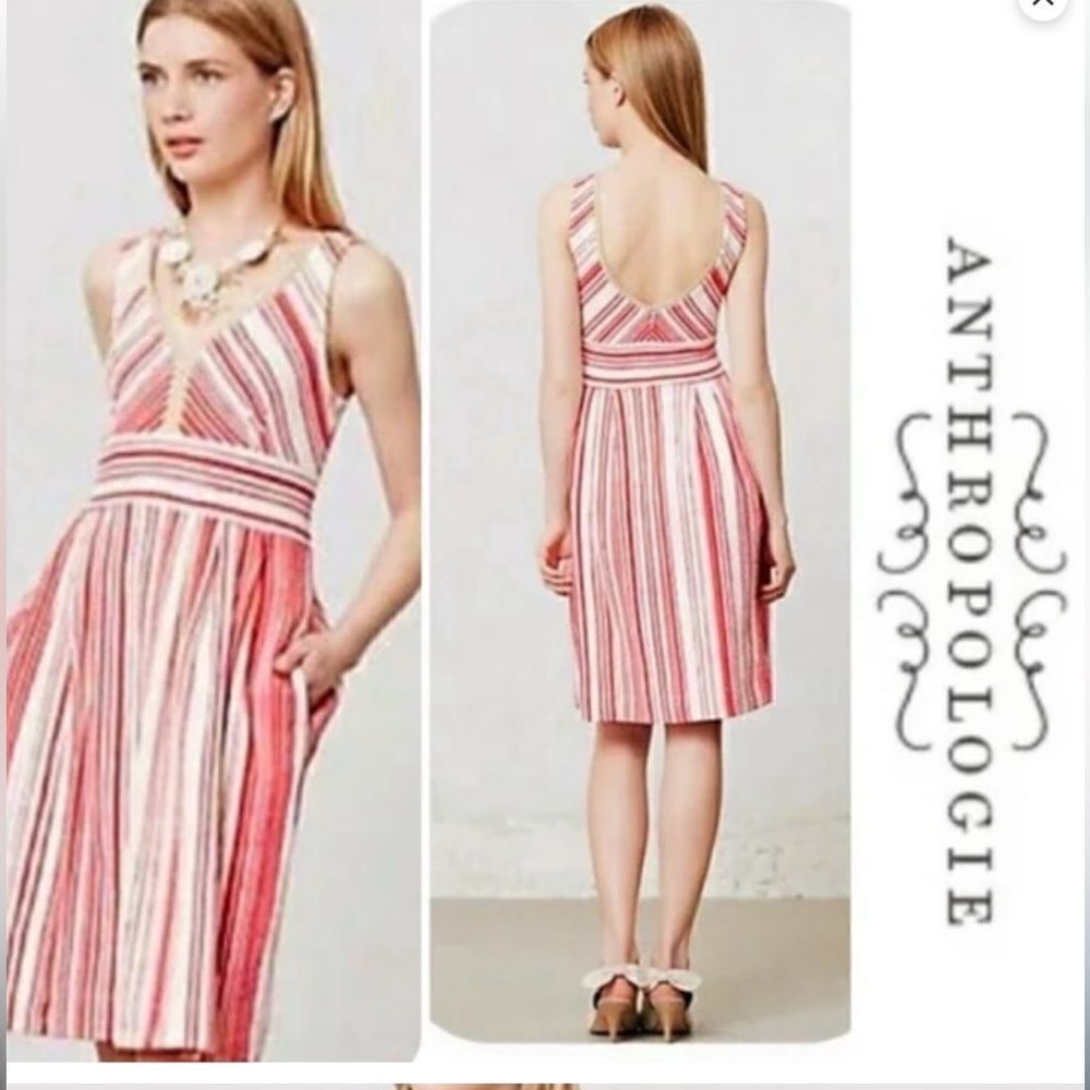 Anthropologie Sweet Sinammon Anthro Poppy Striped  Dress Vintage Riviera Sz S